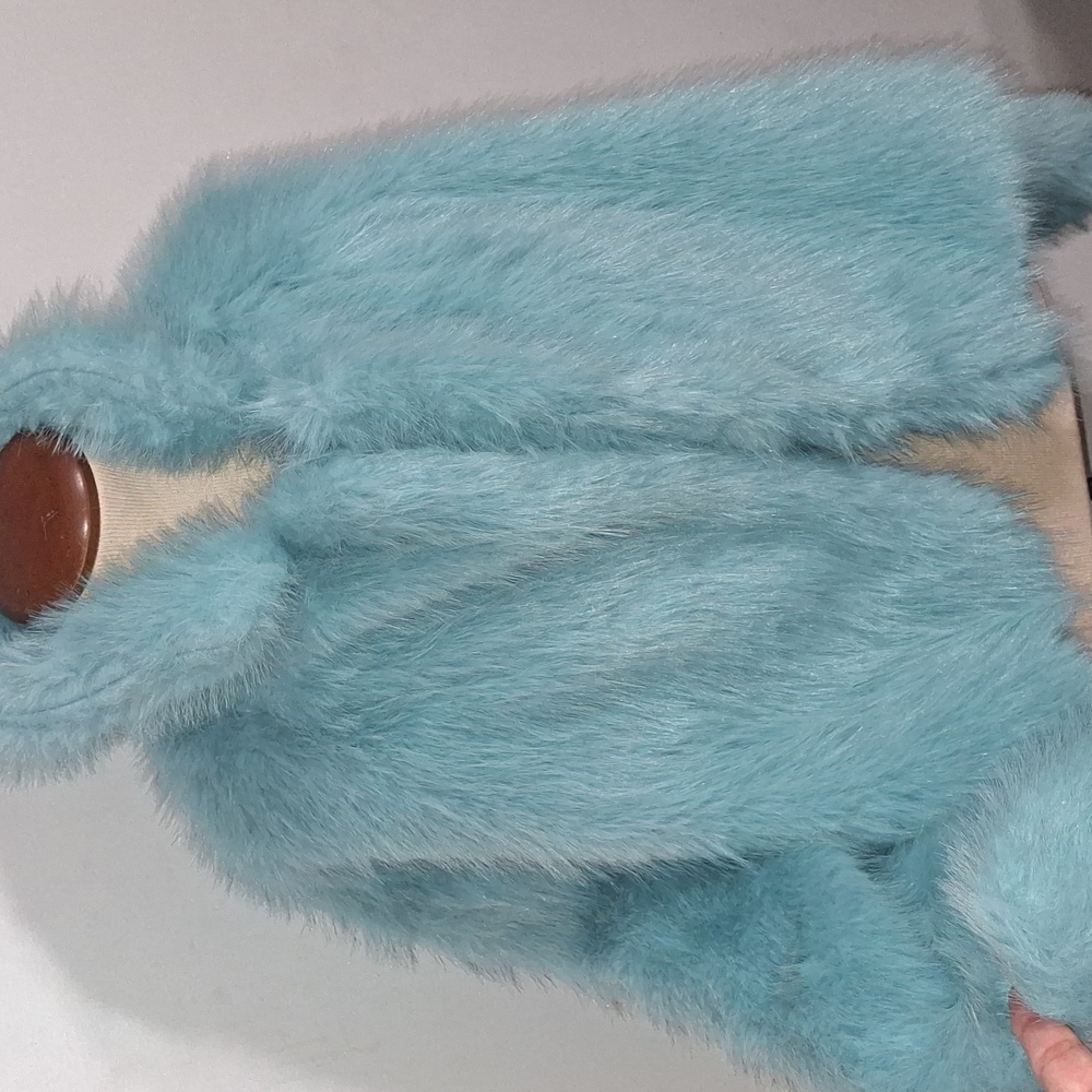 SHEIN /Light Aqua Blue Teddy Jacket- W Sz Medium - Picture 2 of 6
